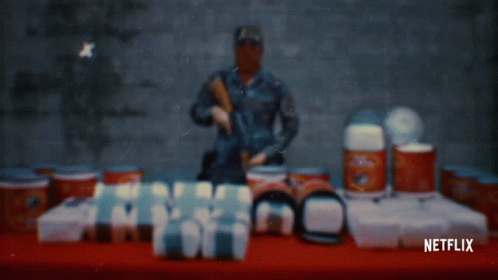 Netflix Ad Man with Gun and Cans