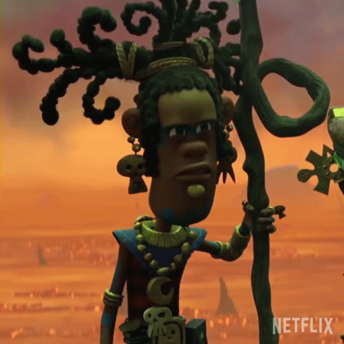 Netflix Cartoon Character Holding Staff