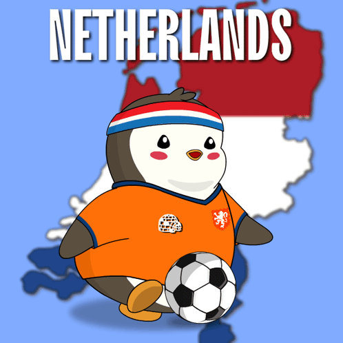 Netherlands Penguin Running With Football GIF