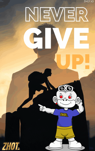 Never Give Up Poster with Monkey