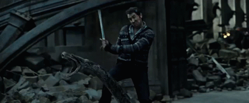 Neville Longbottom Hitting Snake GIF