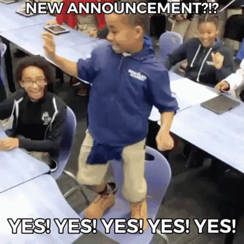 New Announcement Yes Yes Students Dancing GIF