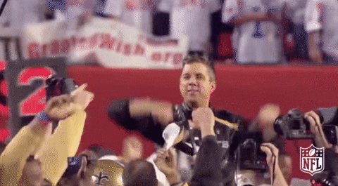 New Orleans Saints Head Coach Sean Payton Proudly Raising Both Hands For Winning GIF