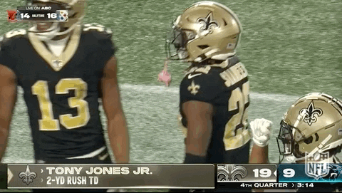 New Orleans Saints Tony Jones Jr Congratulated By Rashid Shaheed GIF