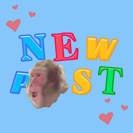 New Post With Monkey Head And Heart GIF