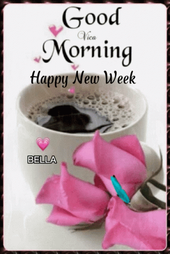 New Week Coffee And Pink Rose GIF