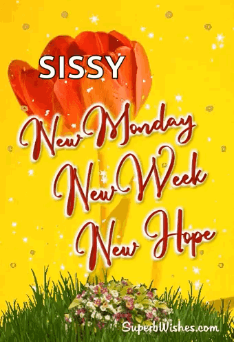 New Week Hope Card With Red Tulip