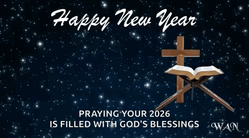 New Year Greeting With Cross and Bible