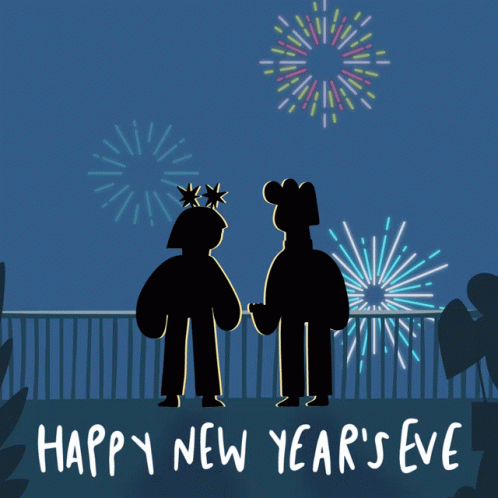New Year's Eve Couple Watching Fireworks GIF