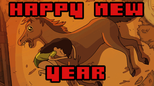 New Year's Eve Girl And Horse GIF