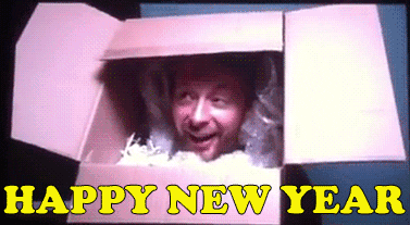 New Year's Eve Man Inside Box GIF