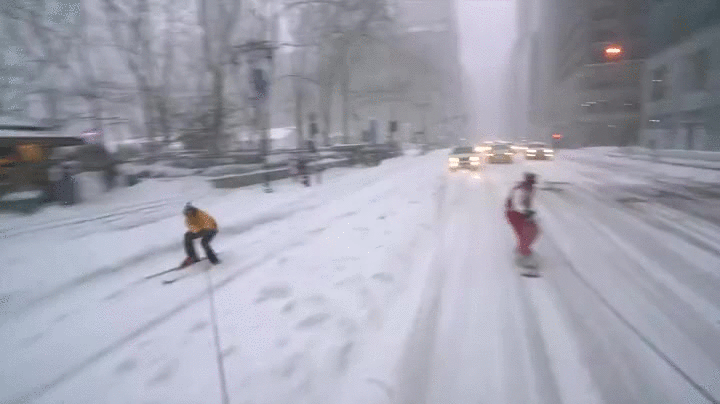 New York City Snow Boarder GIF