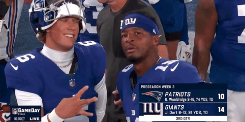New York Giants Football Players Standing