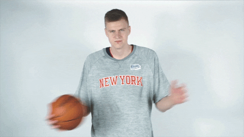 New York Knicks Kristaps Porziņģis Clutching Ball GIF