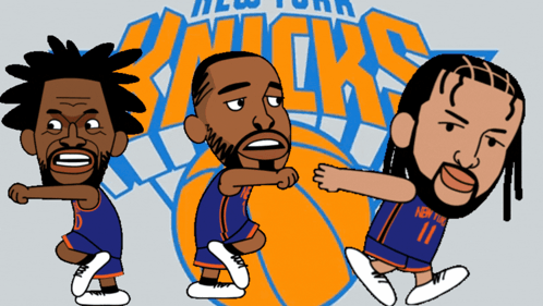 New York Knicks Logo With Three Cartoon Players