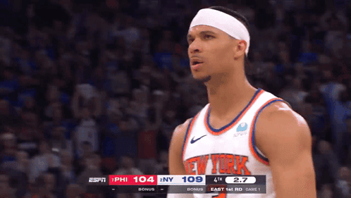 New York Knicks Player Looking at Scoreboard