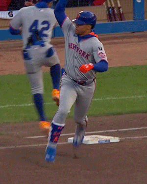 New York Mets Baseball Player Celebrating