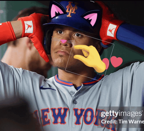 New York Mets Baseball Player in Cat Hat