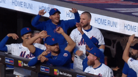 New York Mets Players Cheering In Sideline GIF