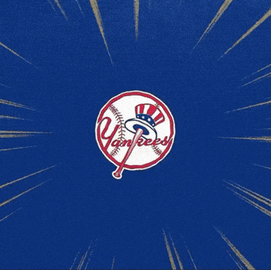 New York Yankees Player By Blue Sign Saying See Ya GIF