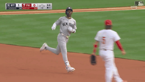 New York Yankees Player Running to Base