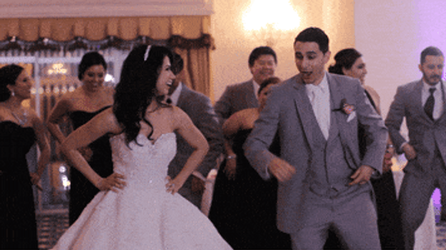 Newly Weds Doing Cowboy Dance Funny Wedding GIF