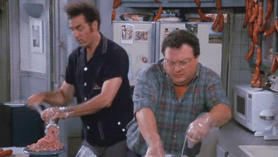 Newman Kitchen Riot Making Sausage GIF