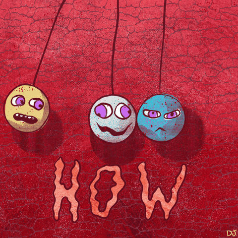 Newton Pendulum Balls With Faces GIF