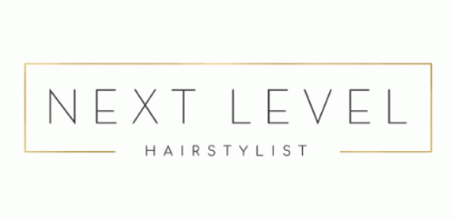 Next Level Hairstylist Logo Gold Frame GIF