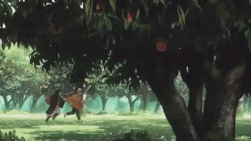 Nezuko And Zenitsu Running In Forrest GIF