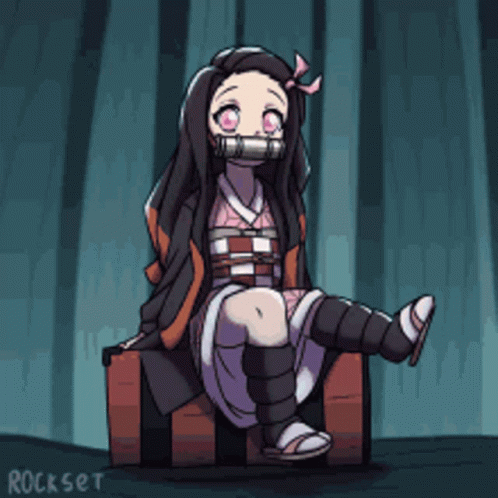 Nezuko Fighting Anime Girl With A Mask GIF