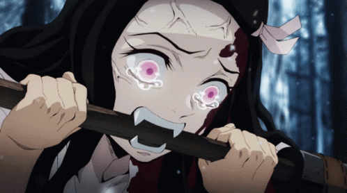 Nezuko Kamado Fighting But With Tears GIF