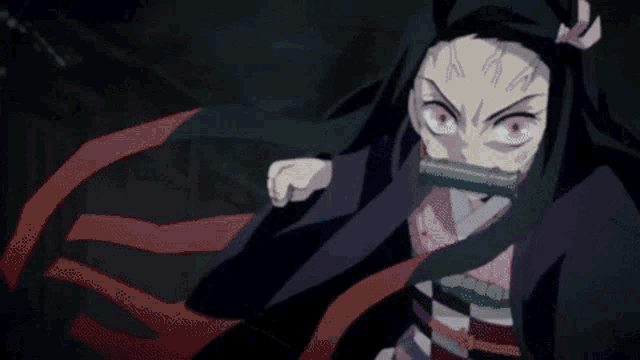 Nezuko Punching Hard GIF
