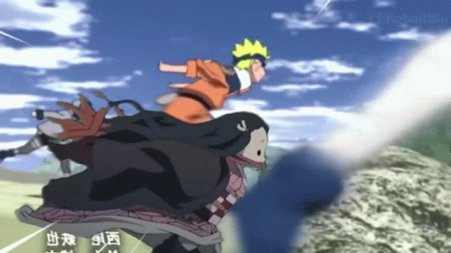 Nezuko Running Beside Naruto GIF