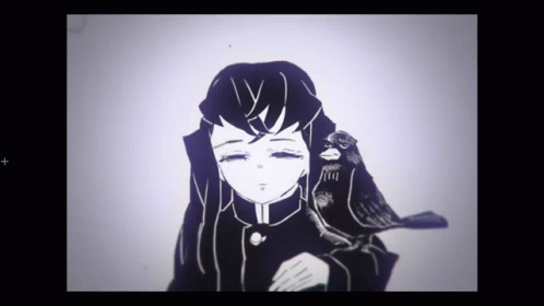 Nezuko Running Black And White Bird Resting GIF