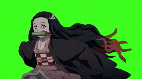 Nezuko Running Neo Green Background GIF