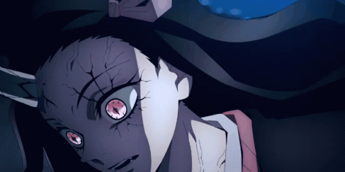 Scary Nezuko Vs Daki Showing Fangs GIF