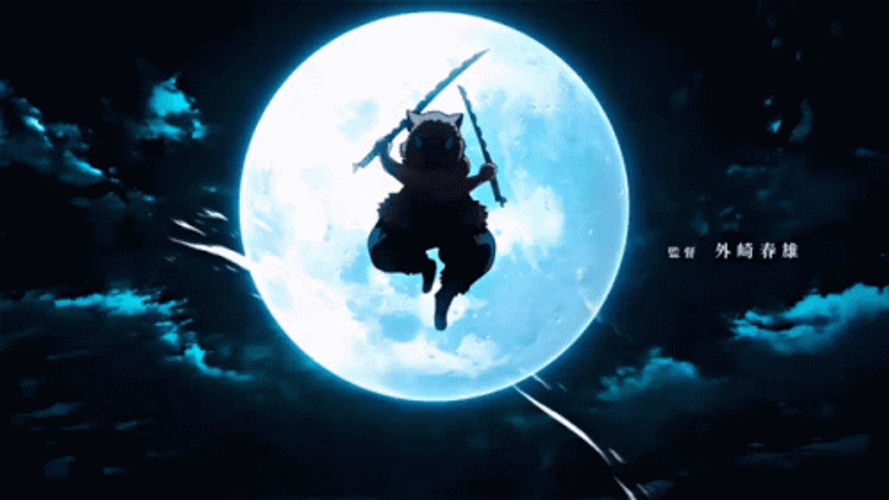 Nezuko Vs Daki Fighting Under Moonlight GIF