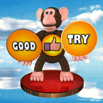 Nice Try Monkey Holding Huge Circles GIF