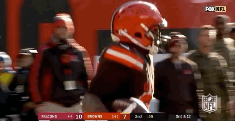 Nick Chubb Chest Bump With Teammate GIF