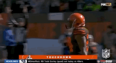 Nick Chubb Helmet Bump With Teammate GIF