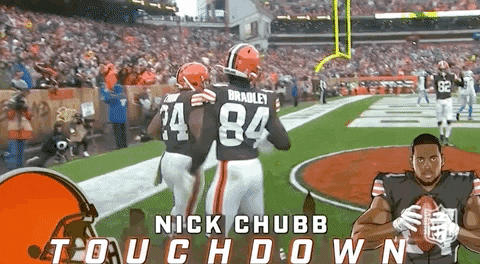 Nick Chubb Low Five With Teammate GIF