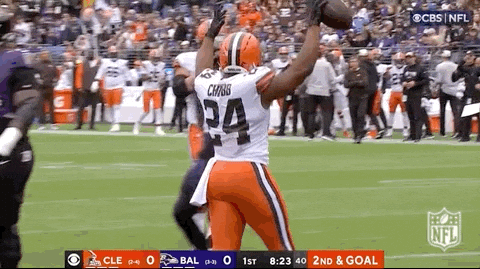 Nick Chubb Raising His Arms GIF