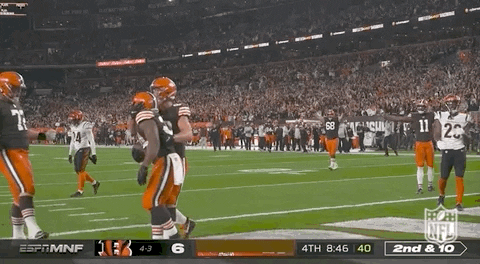 Nick Chubb Touchdown Celebration With Fellow Members GIF