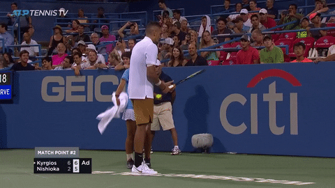 Nick Kyrgios Hitting His Head With Racket GIF