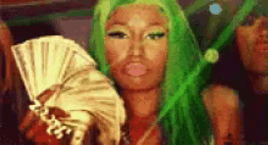 Nicki Minaj Money Bags Fanning Cash GIF