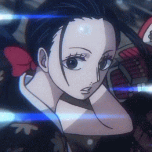 Nico Robin Staring Intently With Red Ribbon GIF