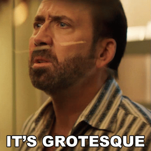 Nicolas Cage Annoyed Reaction It's Grotesque GIF