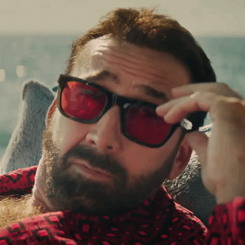Nicolas Cage In Red Sunglasses Pedro Pascal GIF