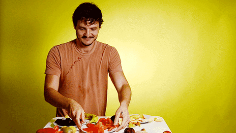 Nicolas Cage Pedro Pascal Food Talk GIF